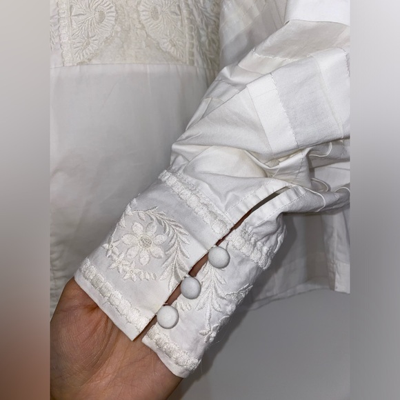 ANTHROPOLOGIE Cotton White Balloon SleeveBlouse Size 4 NWT - Picture 8 of 16